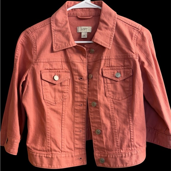 LOFT Orange Jean Jacket Cropped Denim Style